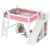 KWPZQEB Loft Bed, Solid Wood Loft Bed with High Guard Rail, Storage Shelves & Cabinet, Low Loft Bed Frame with Detachable Slide & Ladders - 3 of 4