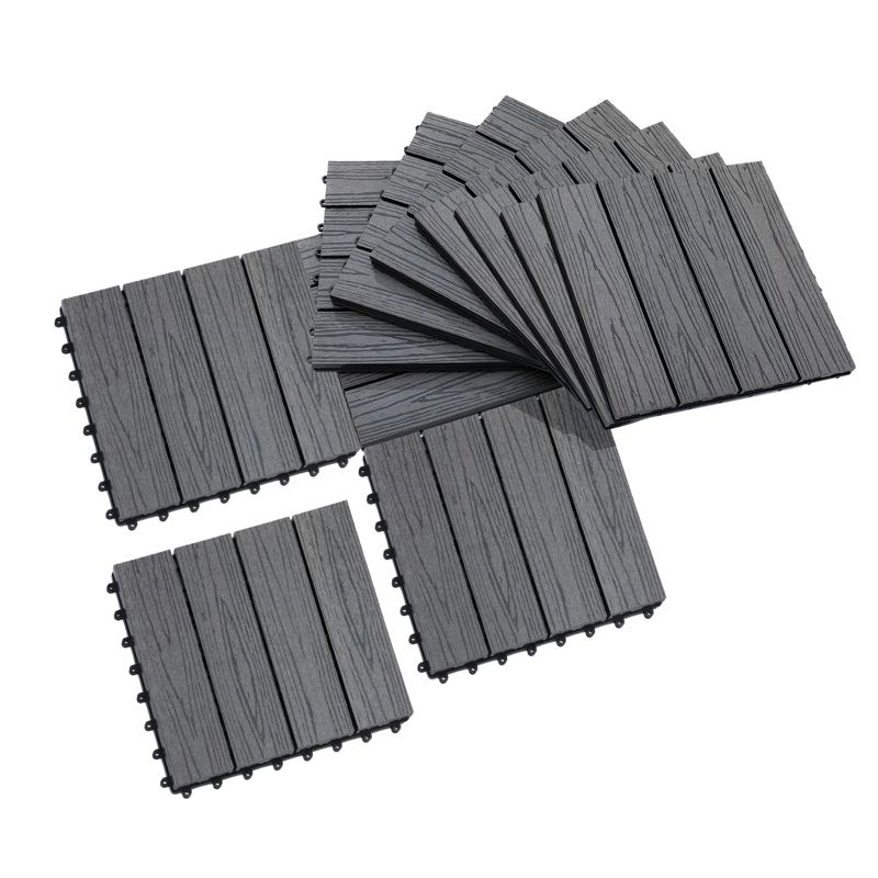 Outsunny 12" x 12" WPC Interlocking Composite Deck Tile 11 Pack for the Patio or Porch for a New Classic Look, 1 of 7