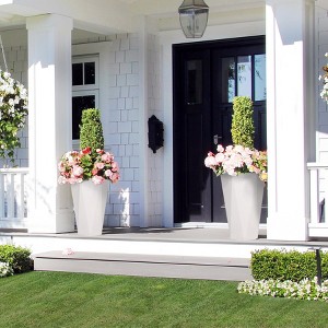 Tall Diamond Planters (Set of 2) ¨C Black Indoor/Outdoor Flower Pots with Water Level Monitor & Wheels for Patio, Porch, Living Room - 1 of 4
