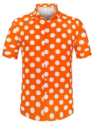 Lars Amadeus Men's Summer Polka Dots Button Down Short Sleeves Hawaiian Shirts