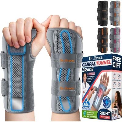 DR. BRACE Adjustable Wrist Brace Night Support for Carpal Tunnel, Double Splint & Therapeutic Cushion, Hand Brace For Pain Relief, Injuries, Sprains
