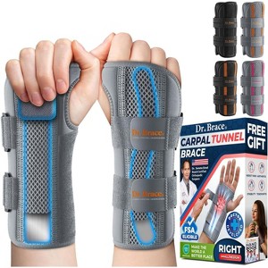 DR. BRACE Adjustable Wrist Brace Night Support for Carpal Tunnel, Double Splint & Therapeutic Cushion, Hand Brace For Pain Relief, Injuries, Sprains - 1 of 4