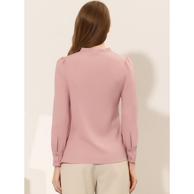 Allegra K Women's Bow Tie Neck Blouse - Long Sleeve Office Work Top