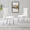 Akoasm Morden 2 Pieces Velvet Kitchen Dinning Chairs With Silver Mirror Legs-White - 3 of 4