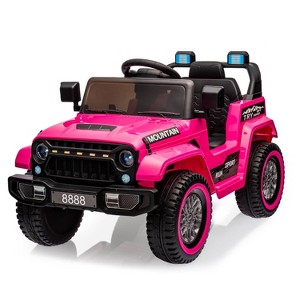 Jojoka 12V Kids Ride On Truck, 2-Seater Electric Car w/Remote Control, 35W Motors, 3 Speeds, Music, LED Lights, Suspension - 1 of 4