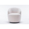 CAVINAS Teddy Fabric Swivel Accent Armchair, Barrel Chair with Ergonomic Backrest & Black Powder-Coated Metal Ring - 2 of 4