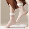 Anna-Kaci Women's 3-Pair Plush Cuffed Crew Socks Soft Knit Ribbed Design Comfortable Everyday Wear - 3 of 4