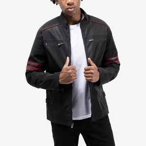 X RAY Men's PU Jacket With Faux Shearling Lining And Moto Stitch On Sleeves And Back - 1 of 4