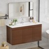 APRILSOUL Bathroom Vanity, Mid-Century Wall Mounted Floating Cabinet with 2 Closing Doors, Wood Grain Texture, Walnut - 3 of 4