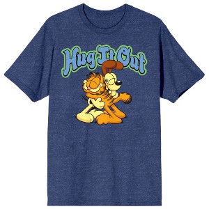 Garfield Hug It Out Crew Neck Short Sleeve Navy Women's T-shirt - 1 of 3