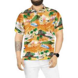 LA LEELA Men's Hawaiian Shirts Short Sleeve Button Down Shirt Mens Summer Shirts Casual Holiday Hawaii Island Shirts for Men Funny - 1 of 4