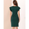 Allegra K Women's Ruffle Sleeve V Neck Ruched Front Elegant Work Sheath Dress - image 3 of 4