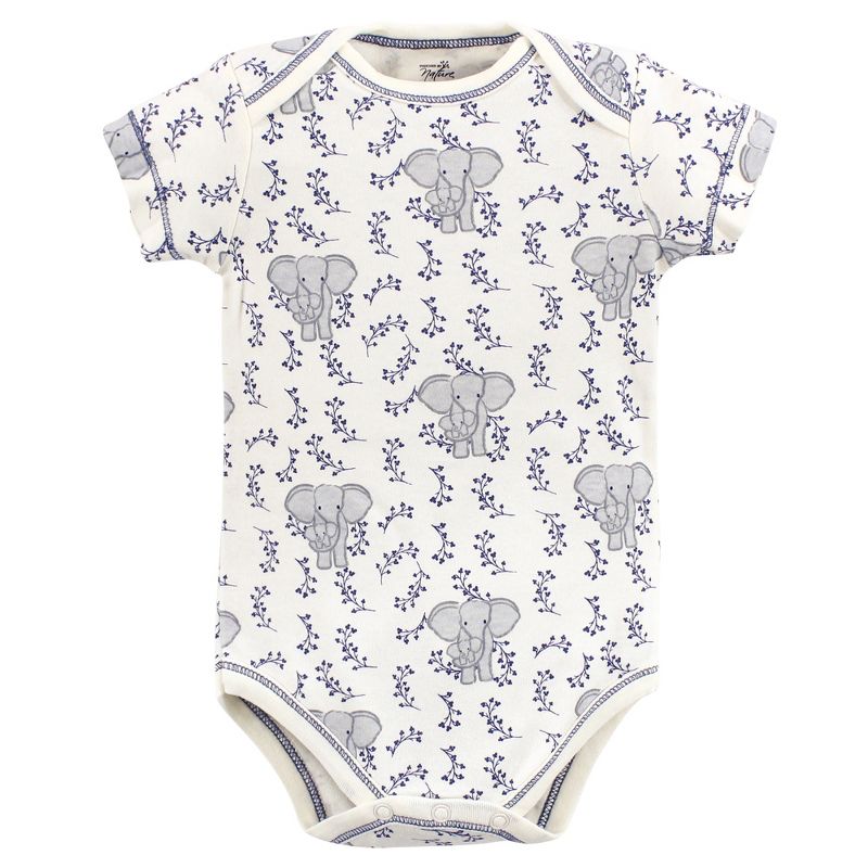 Touched by Nature Baby Boy Organic Cotton Bodysuits 5pk, Elephant, 5 of 8