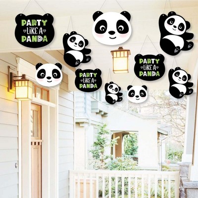 Big Dot of Happiness Hanging Party Like a Panda Bear - Outdoor Baby Shower or Birthday Party Hanging Porch & Tree Yard Decorations - 10 Pieces