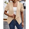 Womens Ruched Sleeve Blazer Jackets Open Front Short Sleeve Notched Blazer for Business Office Blazer for Work Summer Formal Suits - 3 of 4