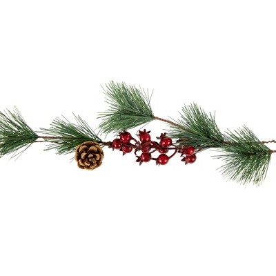6.5' Pre-Lit Pine and Berry Artificial Christmas Garland with Warm White LED Lights