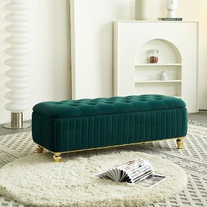Kumasinova 47.2”Modern Luxury Velvet Storage Ottoman for Living Room,Tufted Ottoman Bench with Safety Hinge,Versatile Coffee Table Bench - 1 of 4