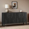59.8" 4-Door Sideboard,Hidden Handle,Distinctive Solid Ash Veneer Buffet with Storage - Leovsnove - 2 of 4