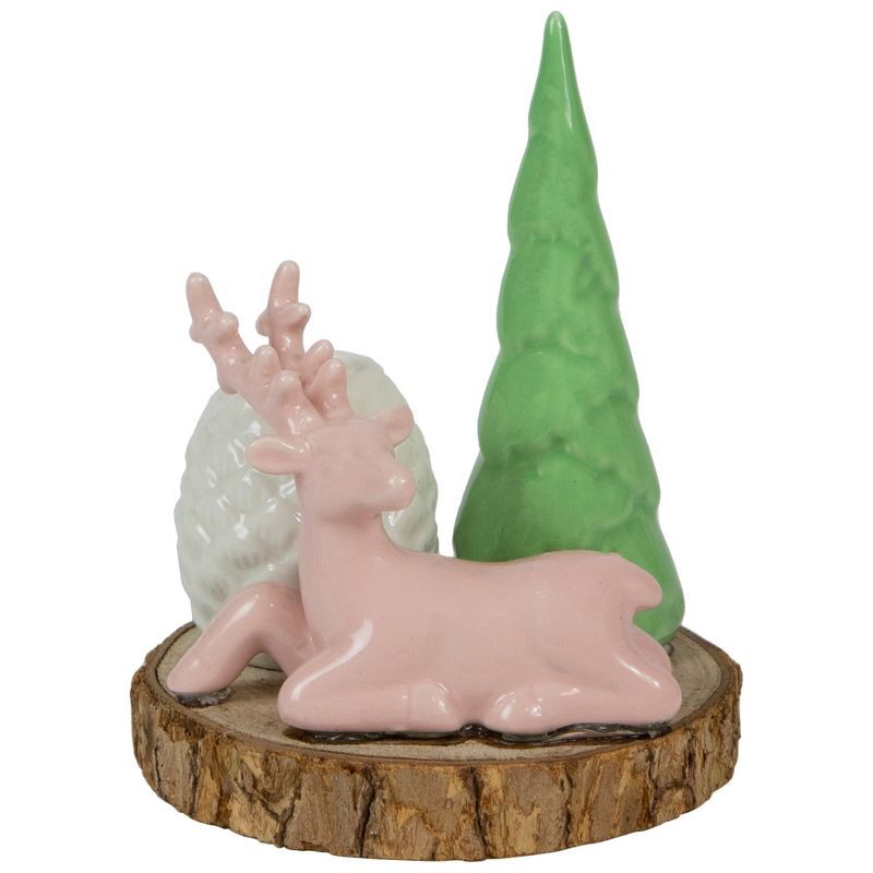 Northlight 6" Pink Reindeer with Tree and Pine Cone Christmas Taper Candle Holder, 1 of 6