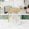 Unique Bargains with Bamboo Lid & Spoon Decorative Jars Wood Color Clear 1 Set - 2 of 4