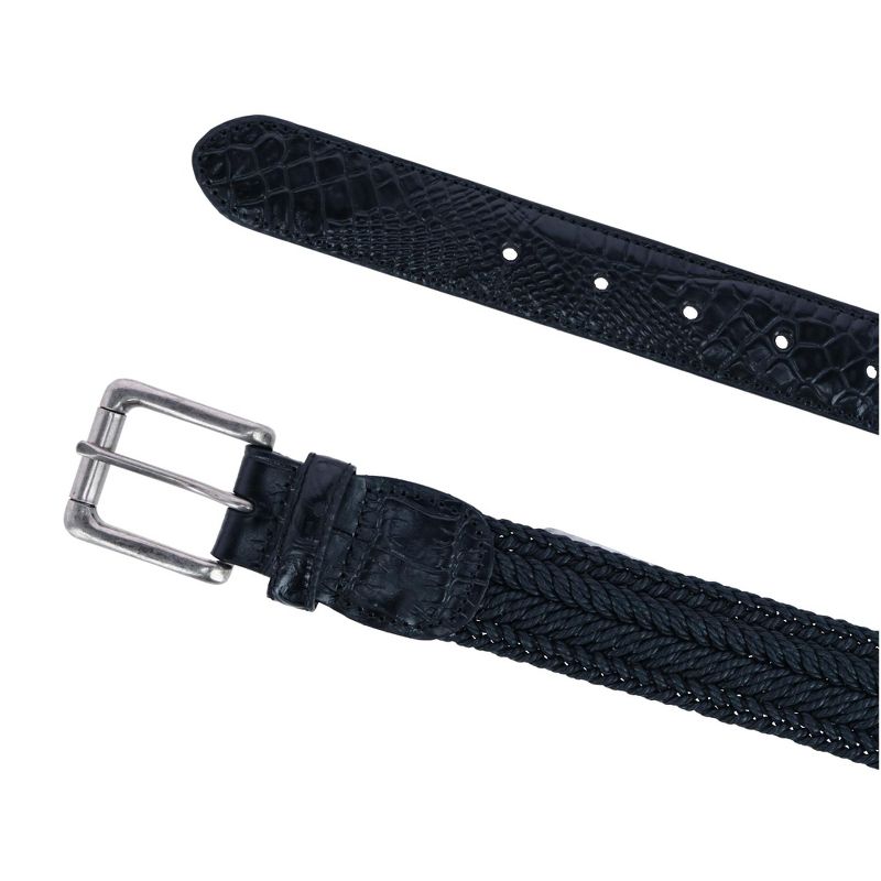 CTM Men's Big & Tall Waxed Braided Belt with Croc Print Ends, 2 of 3