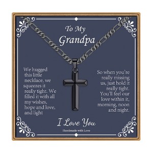 Turandoss Cross Necklace for Men Boys, Gold Silver Black Cross Pendant Necklace, Fathers Day Gifts for Men Boys Husband, Birthday Gifts for Son, 20In - 1 of 4