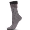 Memoi Women's Parfait Striped Fuzzy Cuff Crew Socks - 4 of 4