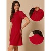 INSPIRE CHIC Women's Bow Tie Keyhole Neck Puff Sleeve Elegant Work Dress - 2 of 4
