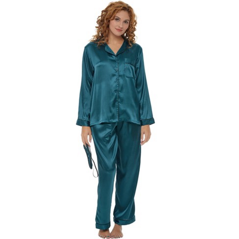 Alexander Del Rossa Women's Classic Satin Pajamas With Pockets, Pj And ...