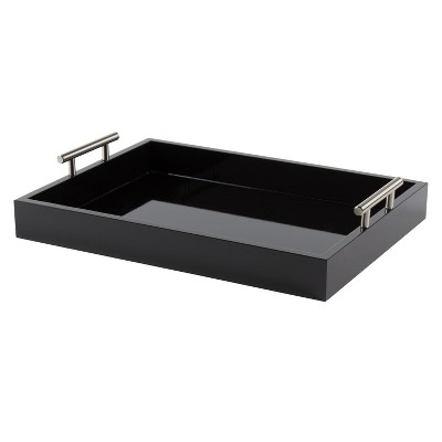 Kate and Laurel - Lipton Decorative Wood Tray with Metal Handles