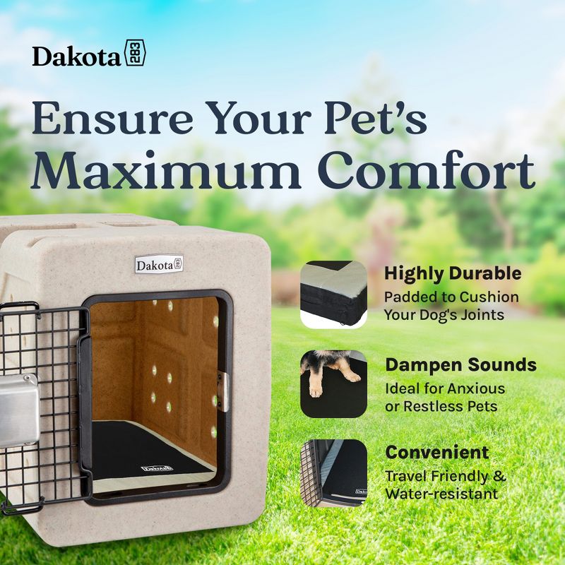 Dakota 283 Washable Portable Foam Cushioned Padded Indoor Dog Kennel Mat, Crate Cage Bed for Dogs and Pets, Black/Gray, Small, 3 of 7