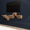 HomeStock Parametric 48 inch Floating Shelf TV Unit Modern Geometric Wooden Wall Piece Decor Natural Oak Color 3D Wavy Living and Gaming Room Shelf - 3 of 4