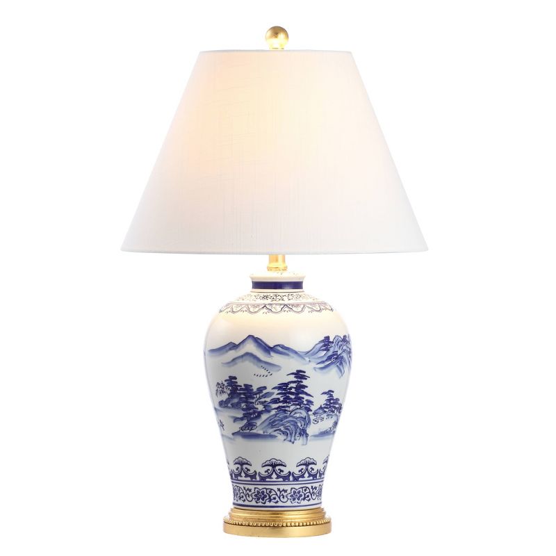 26.5&#34; Ceramic/Iron Traditional Cottage Table Lamp (Includes LED Light Bulb) Blue - JONATHAN Y, 1 of 5
