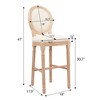 Dsvimoy Counter and Bar Stool French Country Wooden Barstools with Upholstered Seating for Kitchen, Beige, 47.6"*11.8"*17.7" - 3 of 4