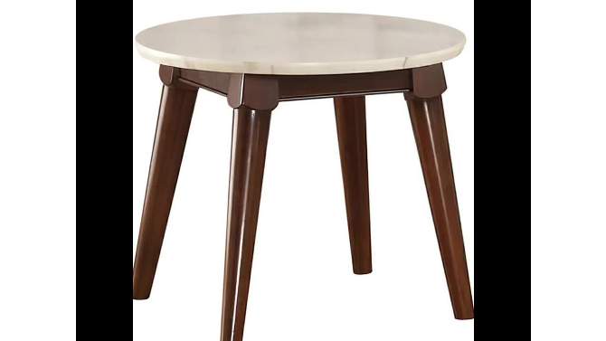 24&#34; Gasha Accent Table White Marble Top/Walnut - Acme Furniture, 2 of 7, play video