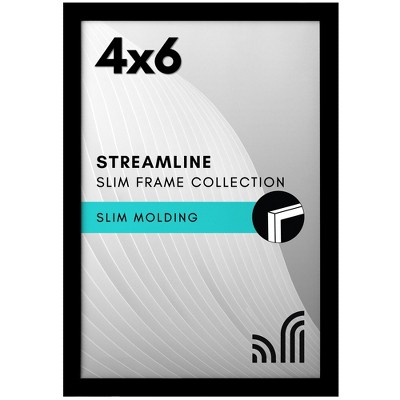 Americanflat 4x6 Picture Frame with Shatter-Resistant Glass - Streamline Collection - Thin Border Photo Frame for Wall and Tabletop Display - Black