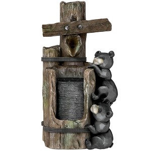 Aghana Digitals Rustic Resin Birdhouse Fountain with LED Lights, 3-Tier Tree Trunk Design, Cardinal - 1 of 4