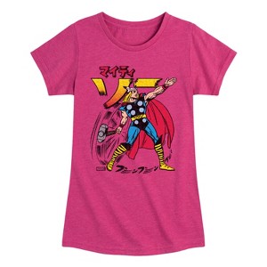 Girls' - Marvel - Thor Katakana Fitted Short Sleeve Graphic T-Shirt - 1 of 4