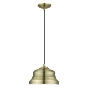 Livex Lighting Endicott 1 - Light Pendant in  Antique Brass - 1 of 4