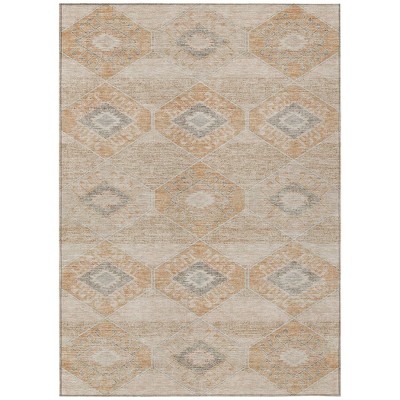 Copper And Gray Aztec Washable Indoor Outdoor Area Rug