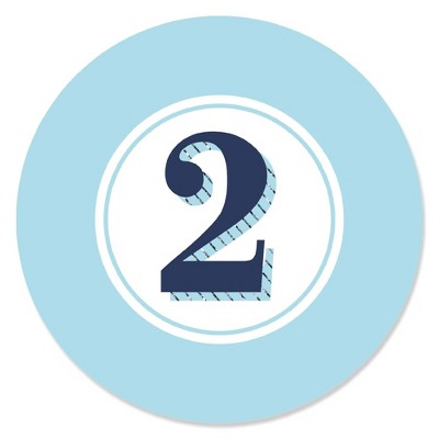 Big Dot of Happiness Two Much Fun - Boy - 2nd Birthday Party Circle Sticker Labels - 24 Count