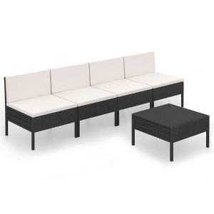 vidaXL Garden Lounge Set Patio Sectional Sofa Couch Outdoor Poly Rattan Black - 1 of 4