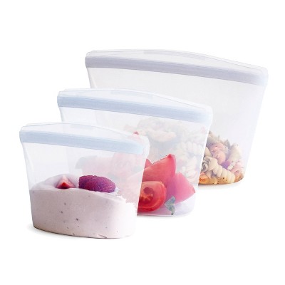Stasher Reusable Silicone Food Storage Bowls Set - Clear - 1, 2 & 4 Cup/3pk