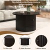 RISOKEYS 30.5" Round Coffee Table - Farmhouse Coffee Table with a Drawer and Vertical Slat Base for Living Room - 2 of 4
