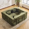 Lyngins Modern Folding Futon Sofa Bed, Multi-Use Chenille Floor Couch Bed, High-Density Foam Convertible Sleeper Sofa for Living Room, Small Spaces - 2 of 4