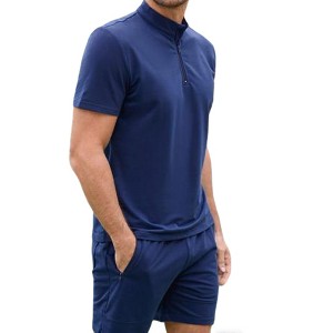 Men's 2-Piece Clothing Set Casual 1/4 Zip Short Sleeve Top And Drawstring Shorts Athletic Outfit - 1 of 4