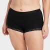 Women's Cotton Blend Boy Shorts Underwear with Lace - Auden™ - 4 of 4