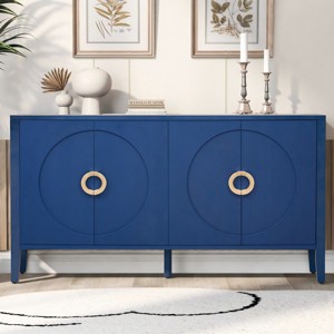 Wood sideboard buffet cabinet,Entrance Way Carved Storage Cabinet  With 4 Doors,Decorative Storage Cabinet-Maison Boucle - 1 of 4