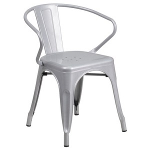 Flash Furniture Commercial Grade Metal Indoor-Outdoor Chair with Arms - 1 of 4