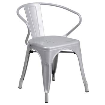 Flash Furniture Commercial Grade Metal Indoor-Outdoor Chair with Arms